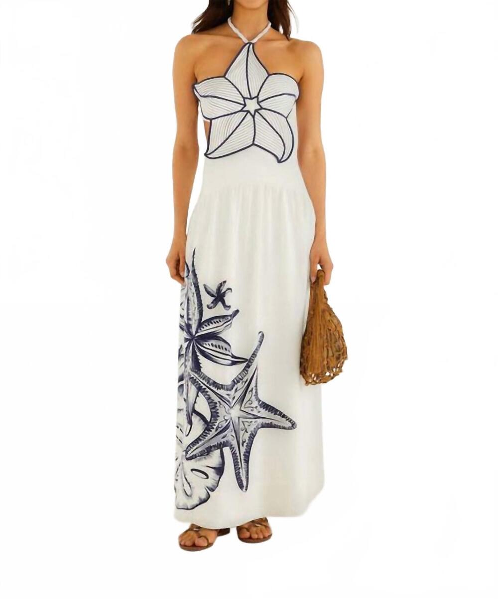 NEW FARM RIO coast stars maxi dress in off white